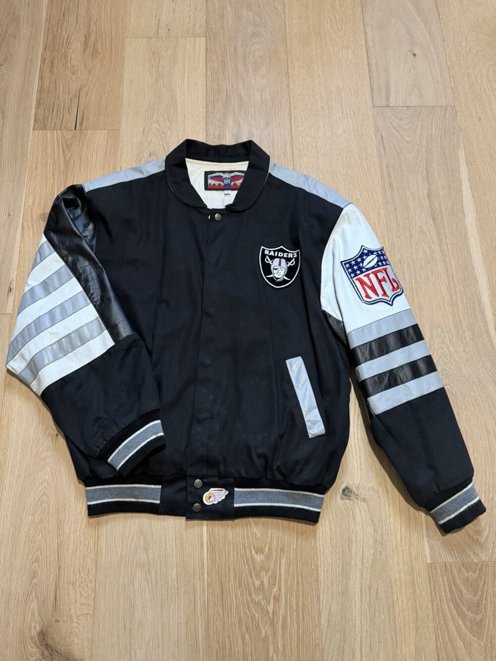 Vintage 90s Jeff Hamilton Oakland Raiders L Varsity Jacket NFL Bomber USA Made